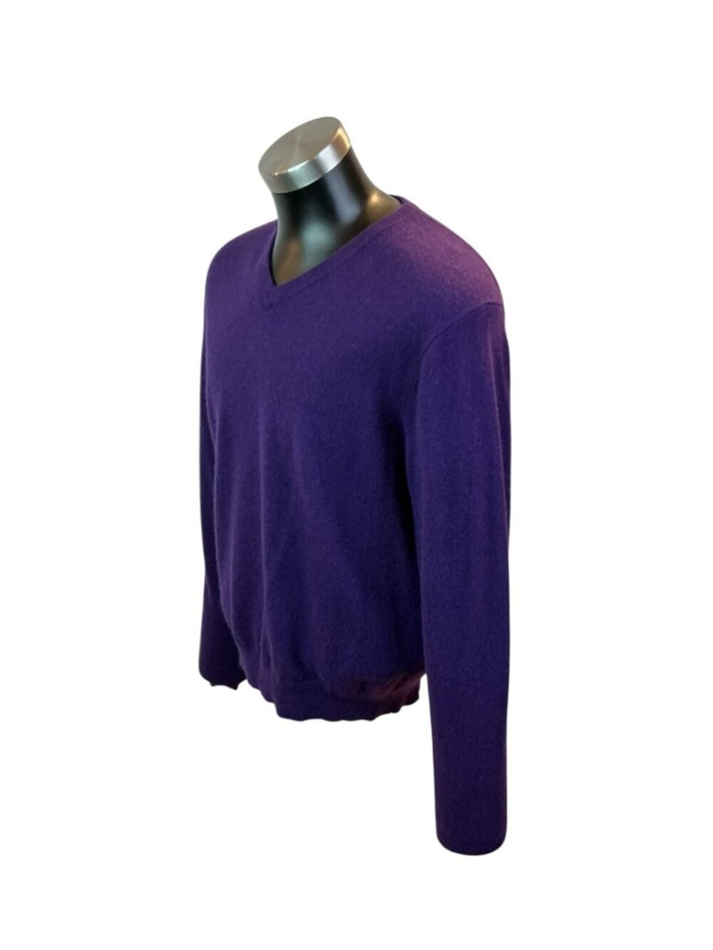 Club Room Estate 100% Cashmere Purple V-Neck Pullover Sweater Mens Large - Picture 5 of 10